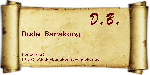 Duda Barakony névjegykártya
